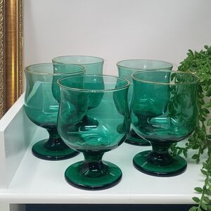 Set of Green Glass Goblets